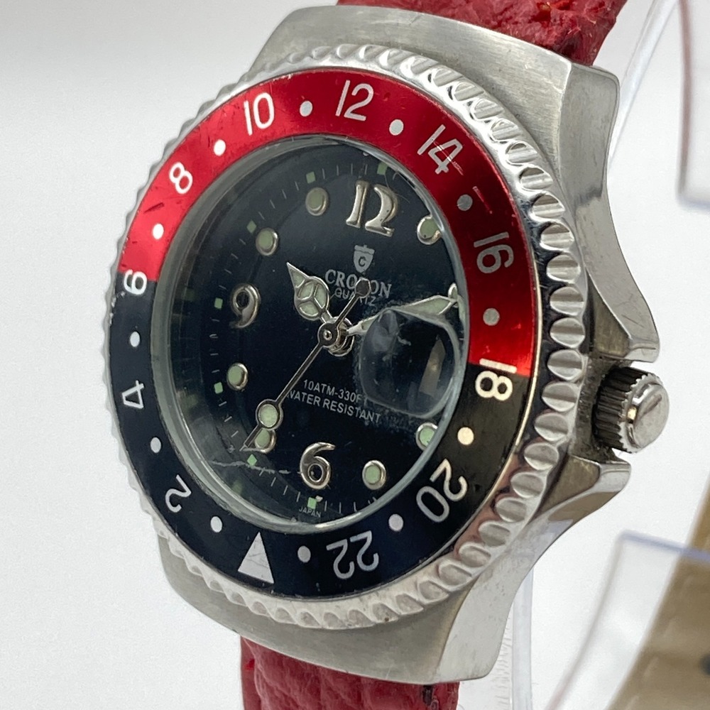 Croton Women's Watch 29mm Silver Tone Coke Bezel Date Diver Style New Battery - Picture 4 of 16